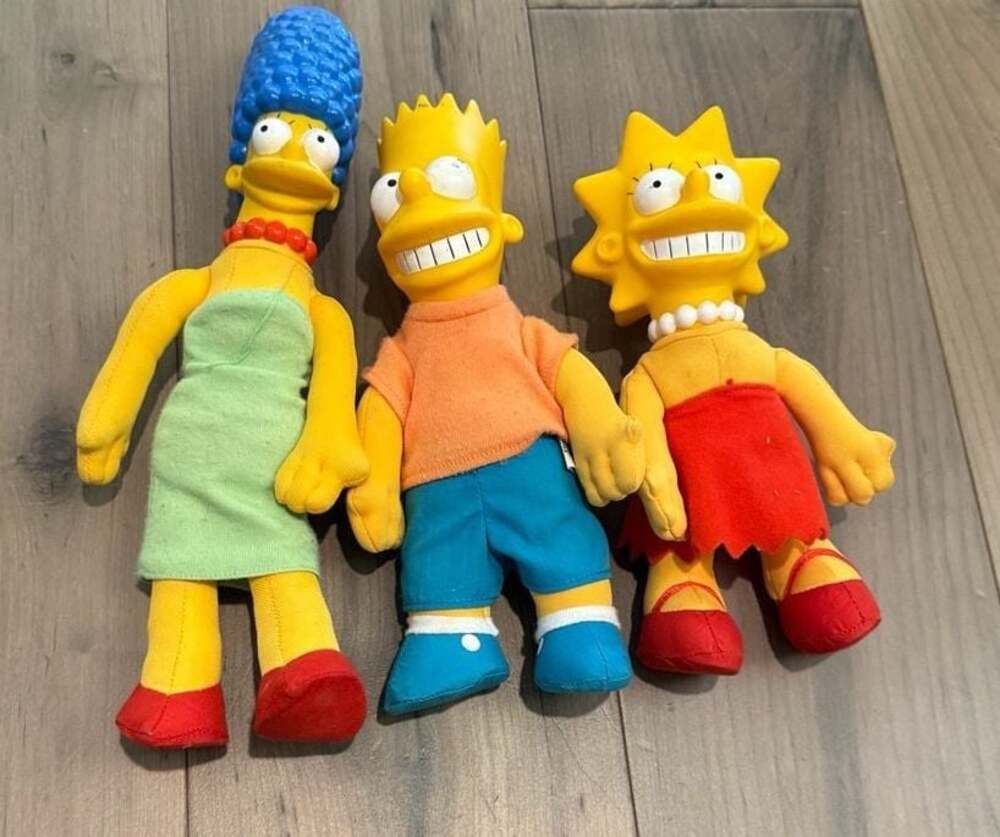 Vintage 1990 The Simpsons Marge, Bart, and Lisa Plush Doll Figure Set